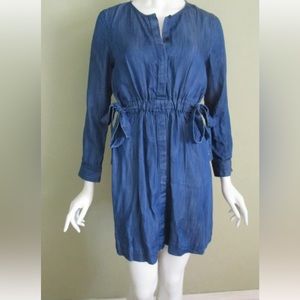 Club Monaco Blue Chambray 100% Tencel Side Tie Dress - Size 0